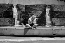 Queen Street Auckland city, black and white photo by Mike Wheelton